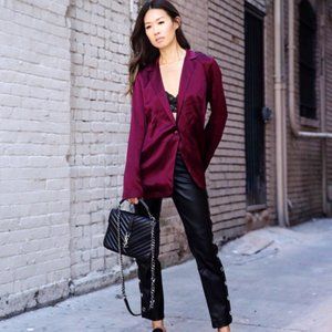 Revolve Amanda Uprichard Yvonne Blazer in Wine NWT